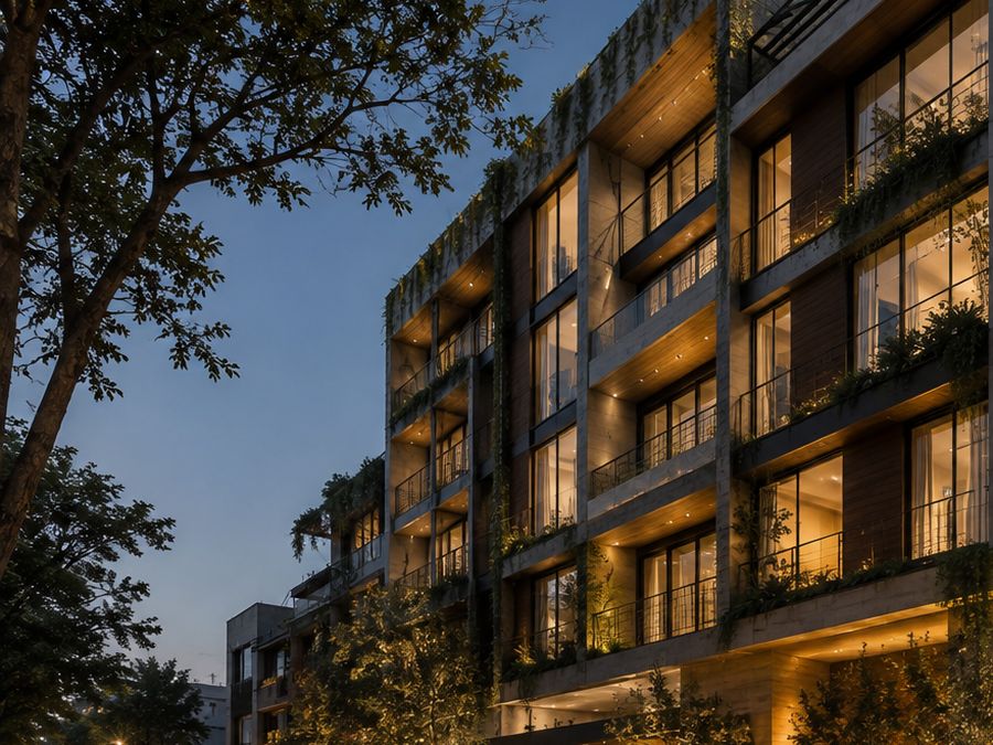 Desarrollo boutique de concreto con balcones